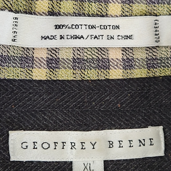 GEOFFREY BEENE men's button down long sleeve shirt gray 100% cotton XL - Picture 9 of 12
